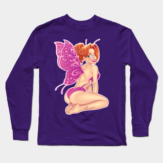 Pink Fairy Long Sleeve T-Shirt by Eliaschatzoudis